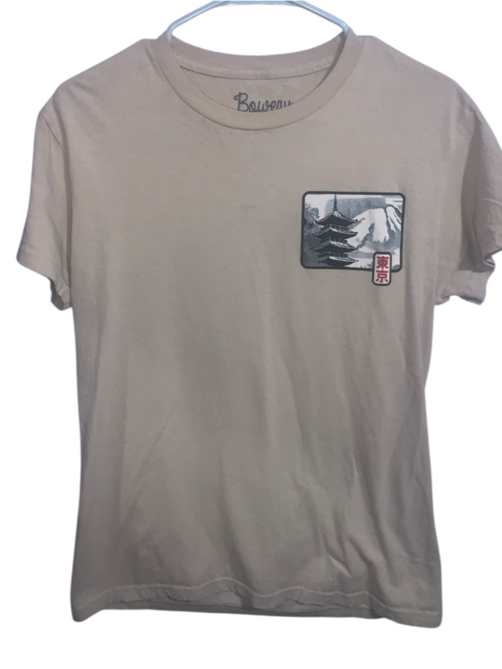 Bowery Supply Co Beige Japan Mountain Scene Coordinates Short Sleeve Shirt